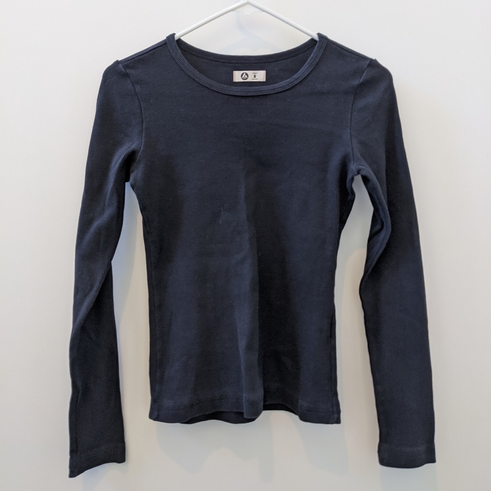 American Giant Black Rib Knit Long Sleeve Shirt